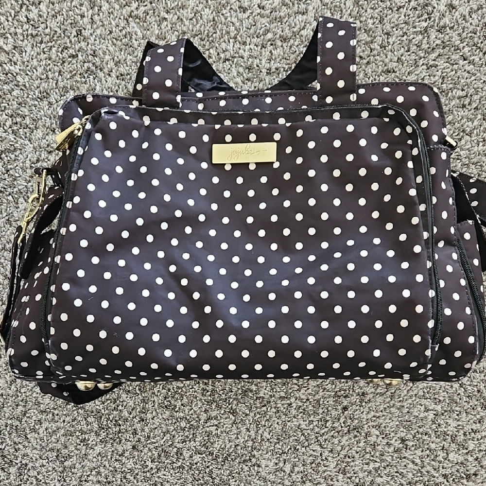Ju-Ju-Be Be Prepared Black with White Polka Dot Diaper Bag